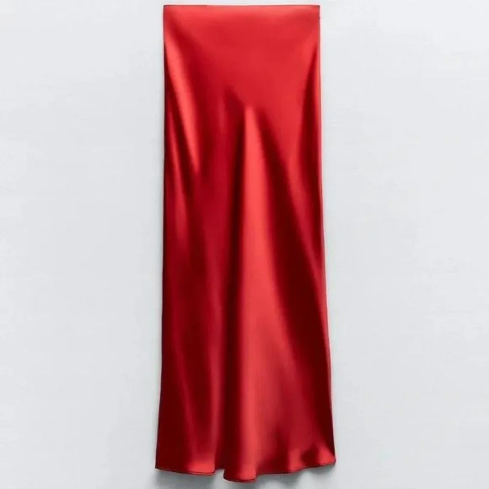 ZARA SATIN EFFECT LONG SKIRT - Picture 7 of 9